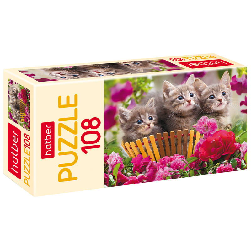 Пазл  108 эл. mini Hatber "Котята в корзинке"