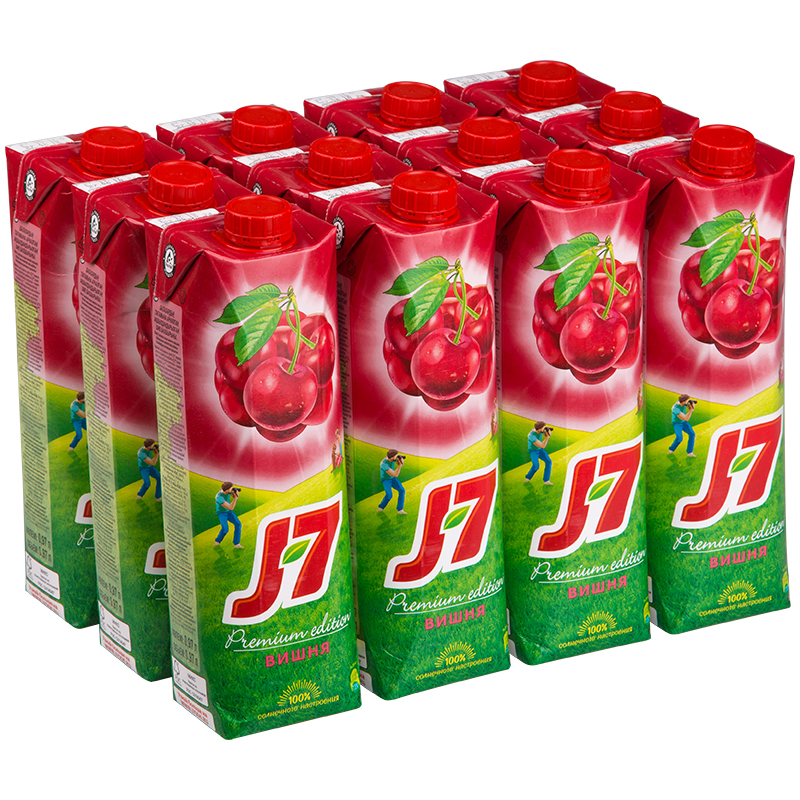 Нектар J7, вишня, 0,97л, картонная упаковка