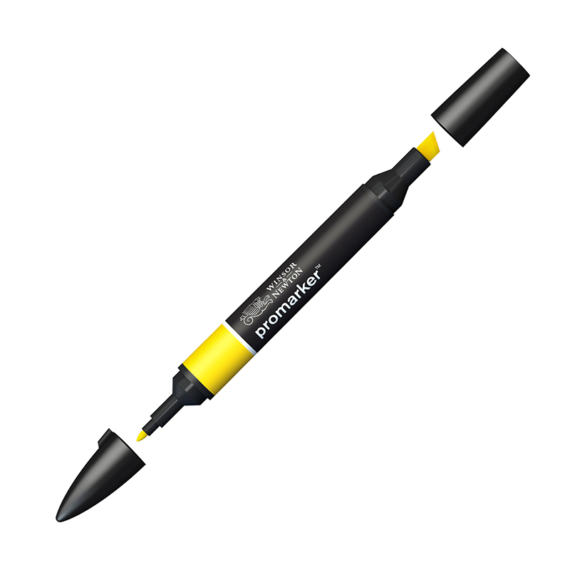 Маркер художественный двухсторонний Winsor&Newton "Pro", пулевидный/скошенный, 2мм/7мм, ярко-желтый (канарейка)