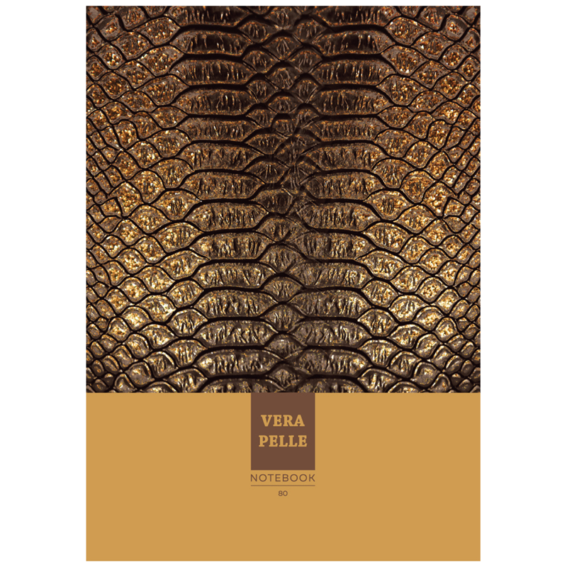 Тетрадь 80л., А5, клетка на гребне BG "Vera Pelle", глянцевая ламинация, твердая обложка