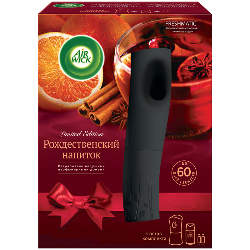 Комплект освежитель воздуха авт. и смен. блок Airwick Freshmatic "Рождественский напиток", 250мл