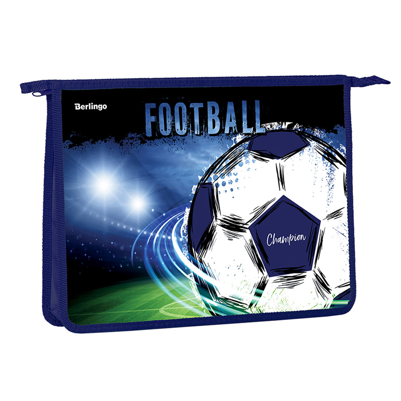Папка для тетрадей 340*245*40 Berlingo "Football club", А4, 1 отделение, пластик, на молнии