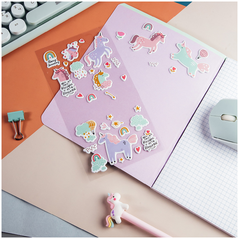 Наклейки объемные MESHU "Unicorn dream", 10*24см, 35 наклеек, инд. уп., европодвес