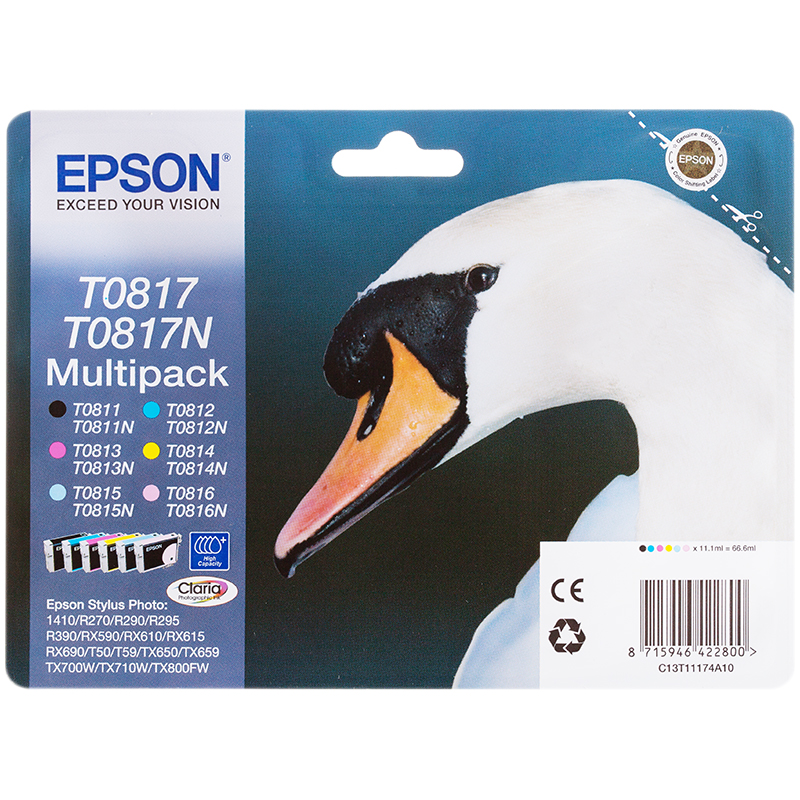 Набор картриджей ориг. Epson T0817 (Bk,C,M,Y,LC,LM) для T50/T59/R270/R290/R390/RX590/1410