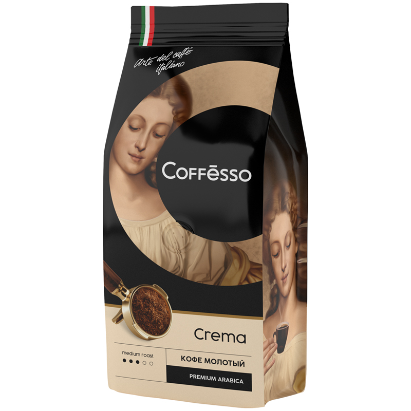Кофе молотый Coffesso "Crema", вакуумный пакет, 250г