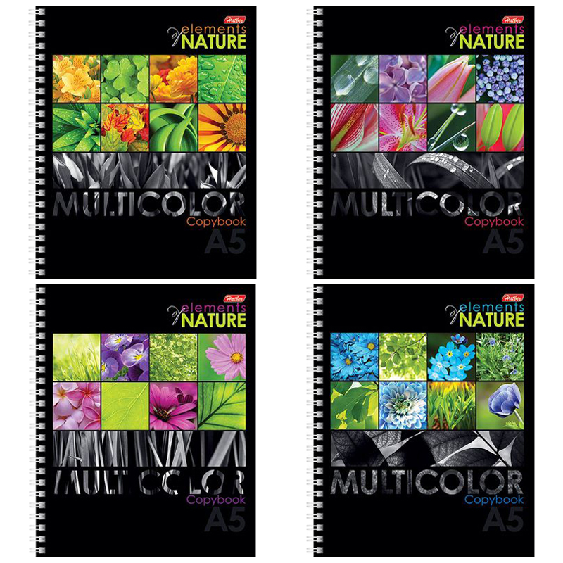 Тетрадь 96л., А5, клетка на гребне Hatber "Multicolor", выборочный лак