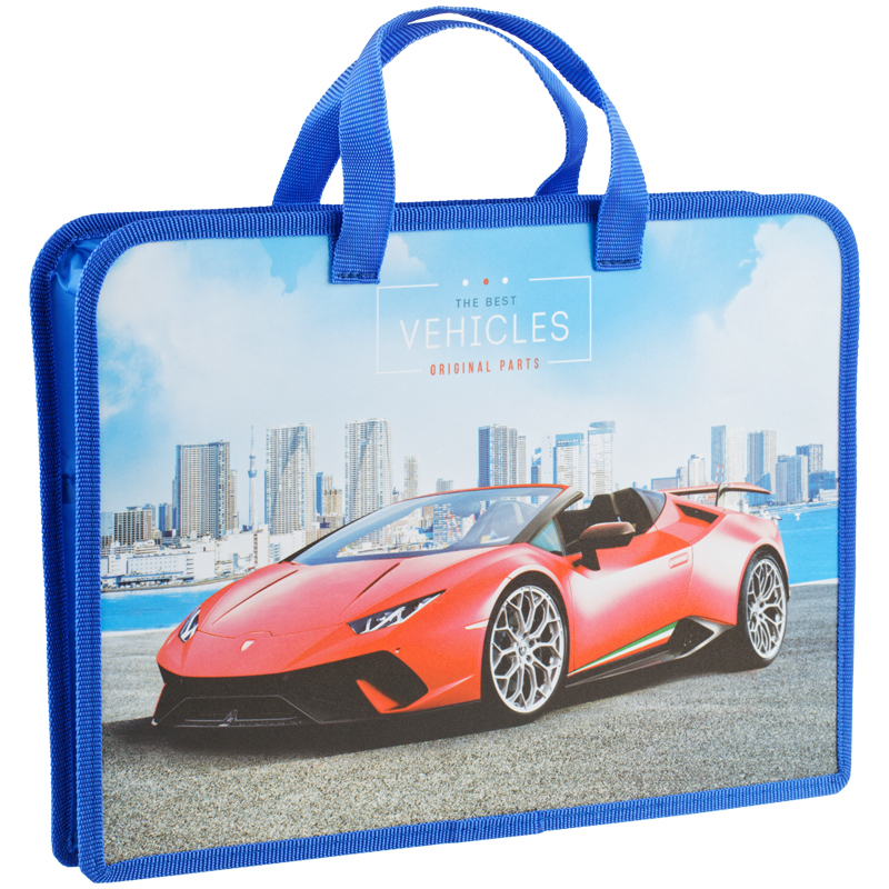 Папка с ручками А4 ArtSpace "Sport car", пластик, на молнии, 75 мм