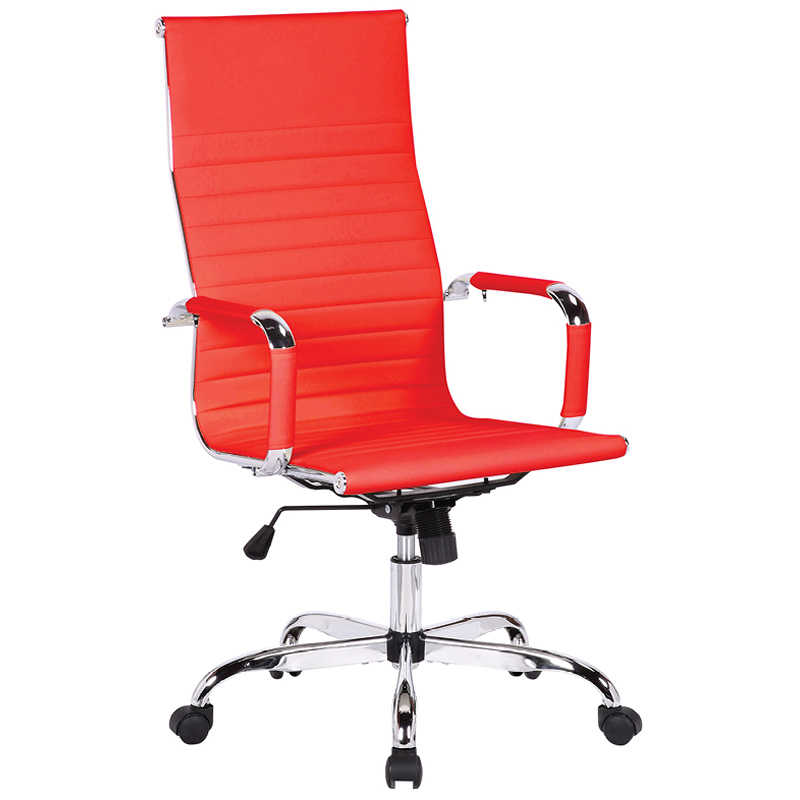 УЦЕНКА - Кресло руководителя Helmi HL-E17 "Slim", экокожа красная, хром (осн 311362)