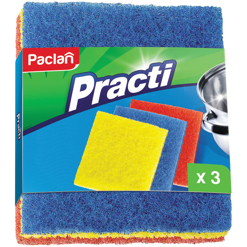 Губки для посуды Paclan "Practi", абразивная, 15*13см, 3шт.