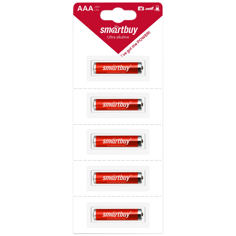 Батарейка SmartBuy AAA (LR03) алкалиновая, BC5 отрывной набор