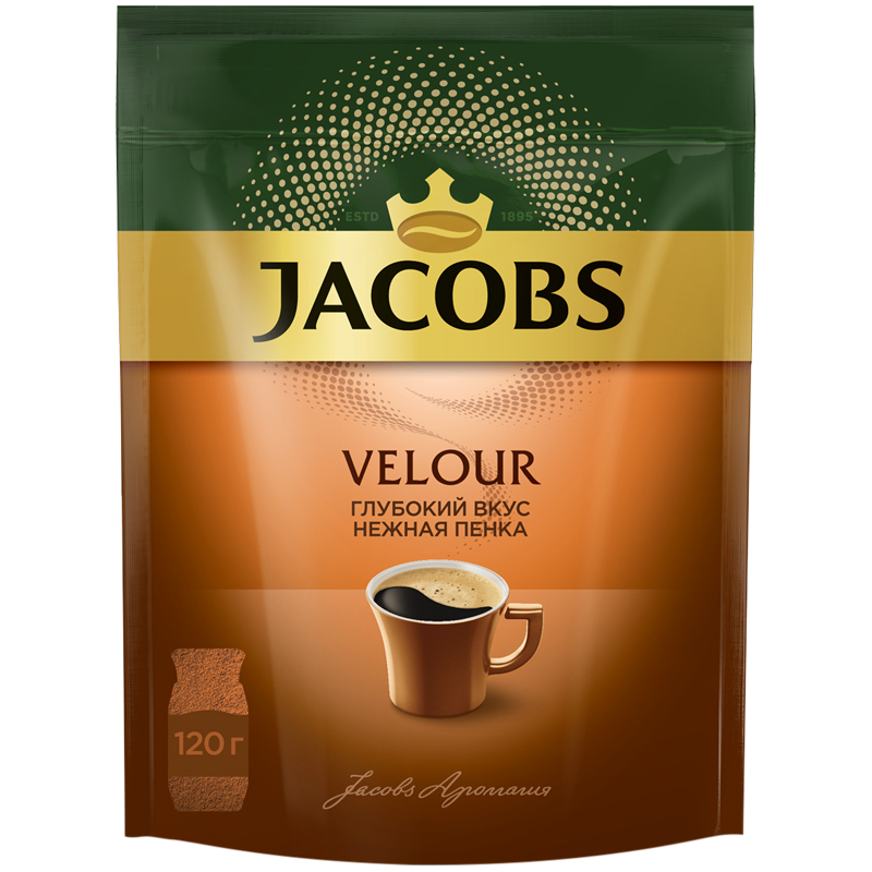 Кофе растворимый Jacobs "Velour", порошкообразный, мягкая упаковка, 120г