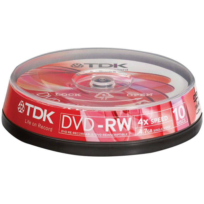 Диск DVD-RW 4.7Gb TDK 4x Cake Box (10шт)