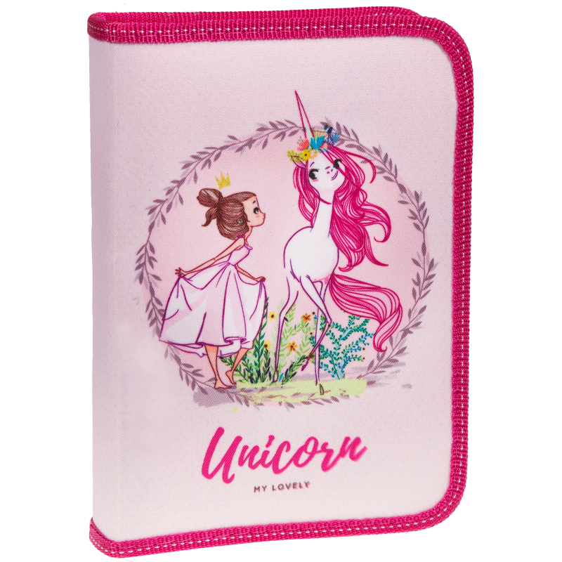 Пенал 1 отделение, 200*140 ArtSpace "Lovely Unicorn", две откидные секции, ткань