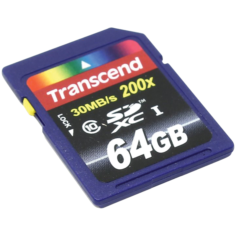 Карта памяти Transcend SDXC 64Gb, Class 10, скорость чтения 25Мб/сек