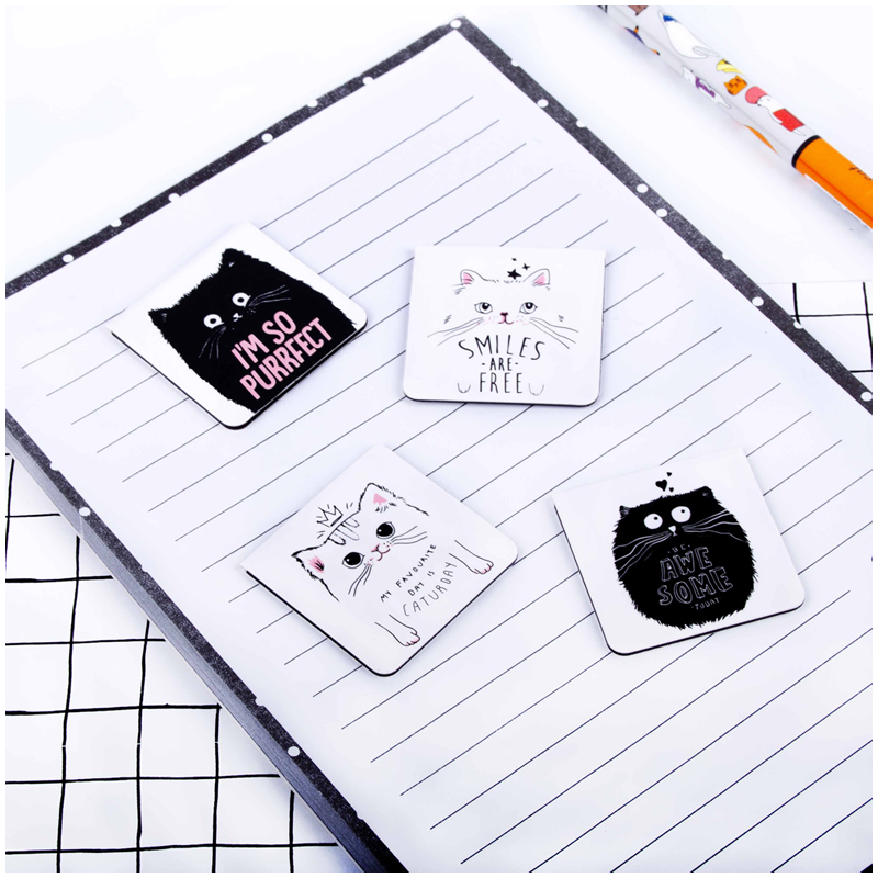 Закладки магнитные для книг 35*35мм, 4шт., MESHU "Kitty"