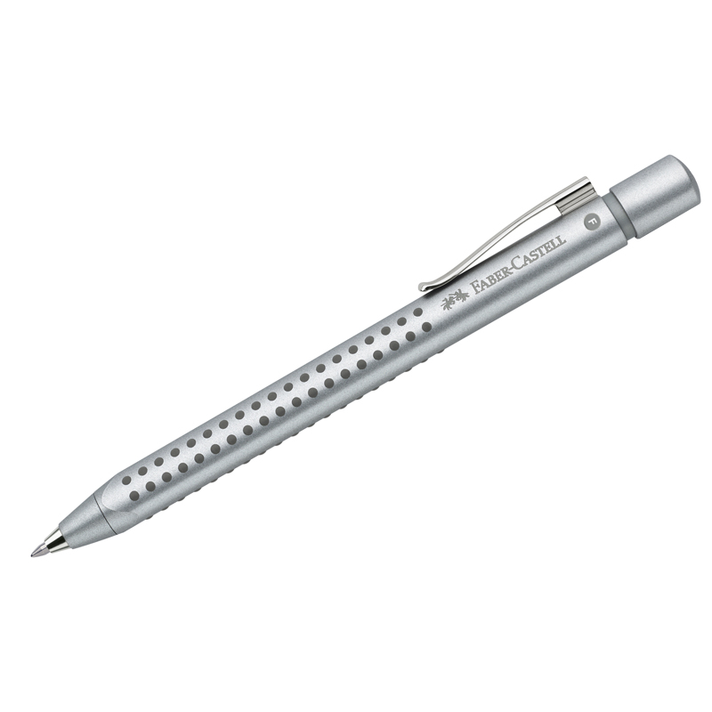 Ручка шариковая автоматическая Faber-Castell "Grip 2011" синяя, 0,5мм, трехгран., серебряный корпус, блистер
