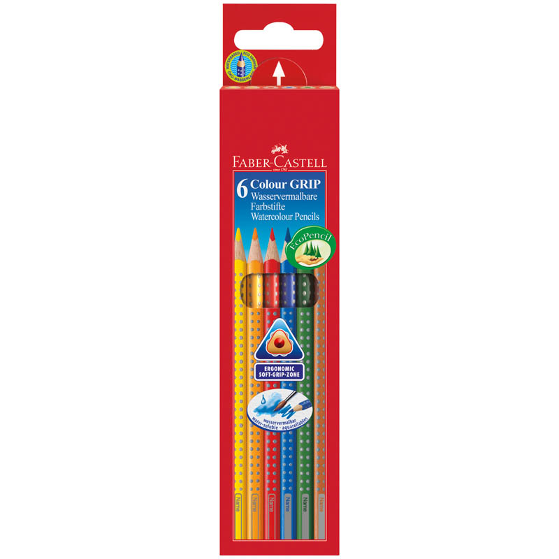 Карандаши Faber-Castell "Grip", 06цв, трехгран., заточен., картон, европодвес