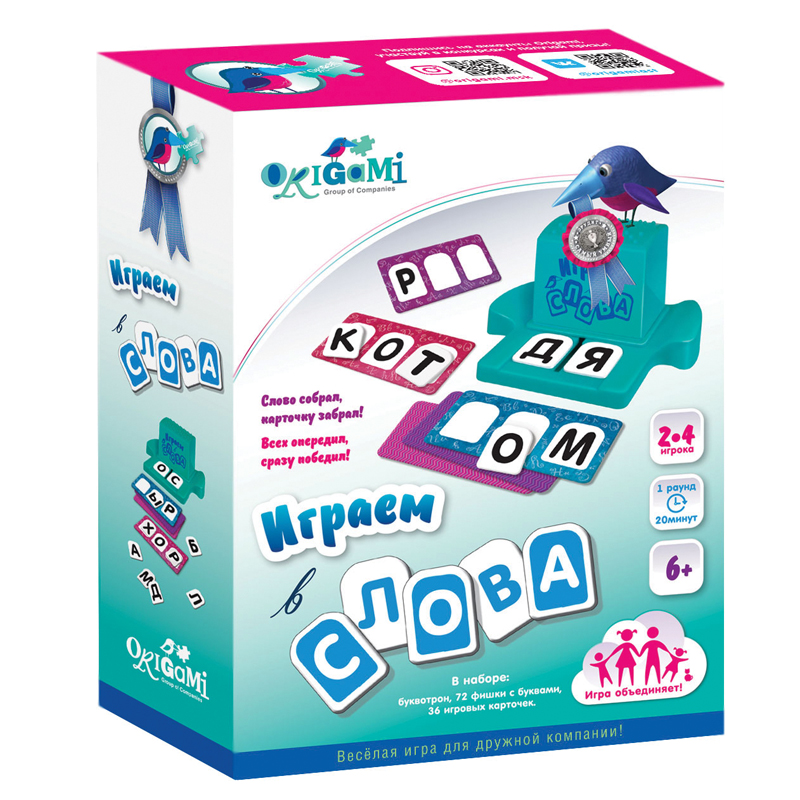 Игра настольная Origami "Играем в слова", с фишками и карточками