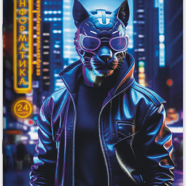 Тетрадь предметная 24 л клетка Lamark, серия Fantastic Animals/Фантастические Животные - Информатика, выборочный уф-лак+лак-песок