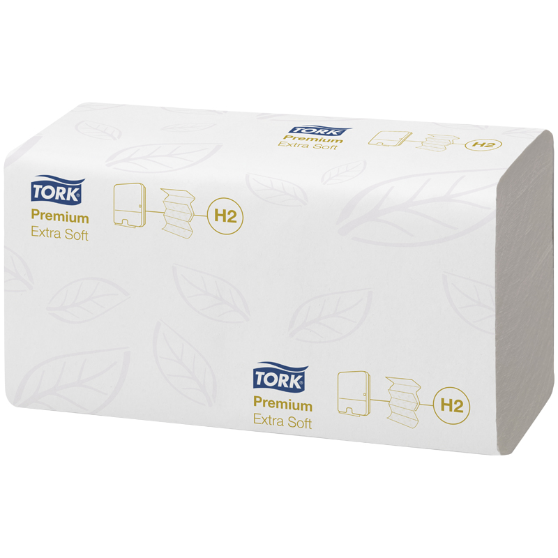 Полотенца бумажные лист. Tork XpressMultifold "Premium"(M-сл)(Н2), 2-слойные, 100л/пач, 21,2*34, белые, ультрамягкие