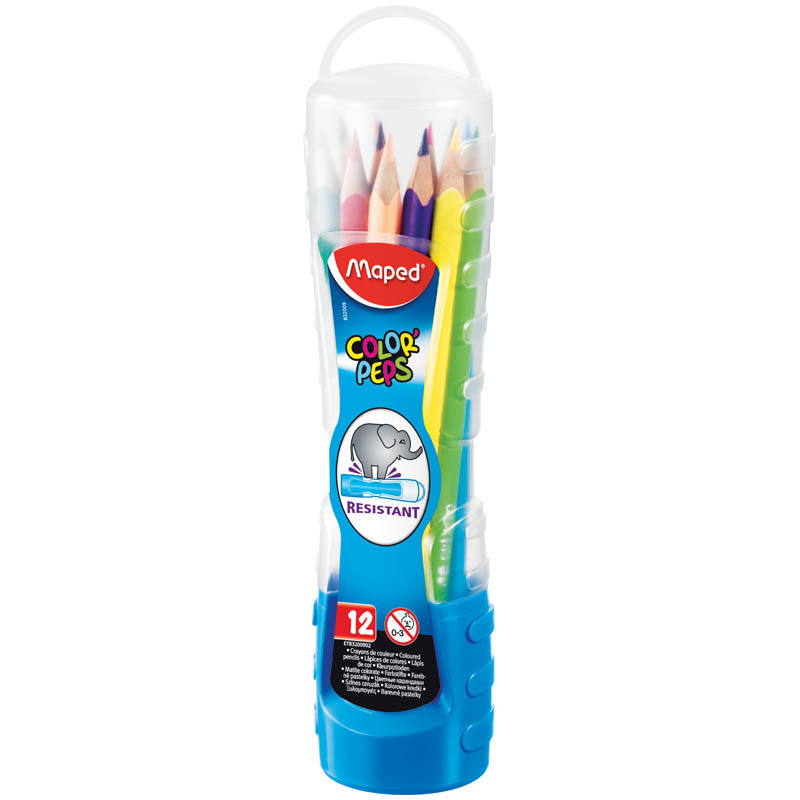 Карандаши цветные Maped "Color Pep's", 12цв., трехгран., заточен., картон, тубус-подставка
