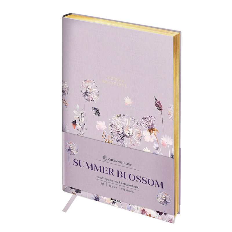 Ежедневник недатир. В6, 136л., кожзам, Greenwich Line "Vision. Summer blossom", тон. блок, зол. срез
