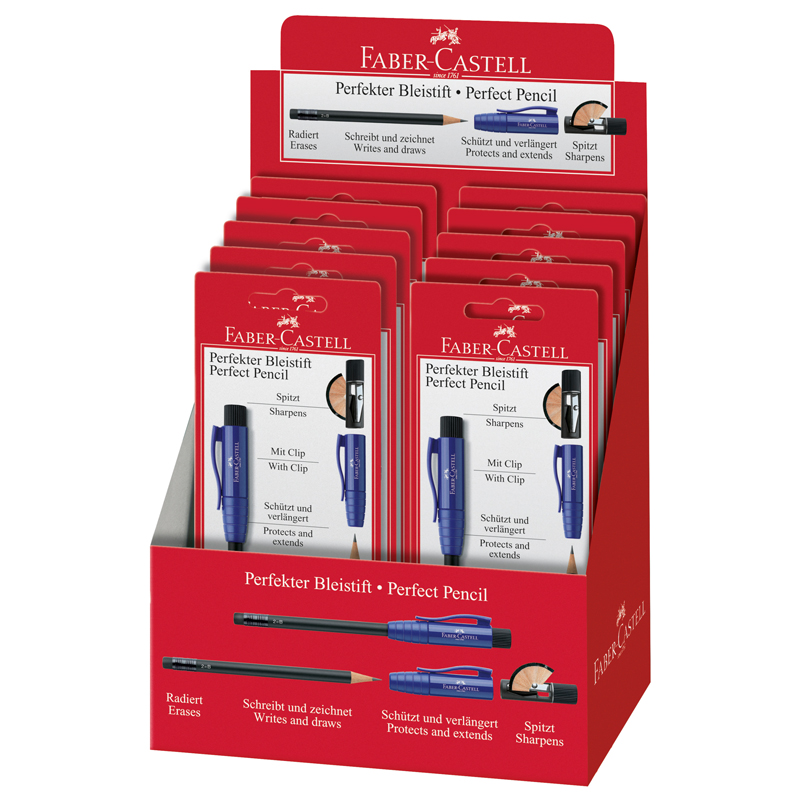 Карандаш ч/г Faber-Castell "Perfect" B, круглый, заточен., с ластиком и точилкой, блистер