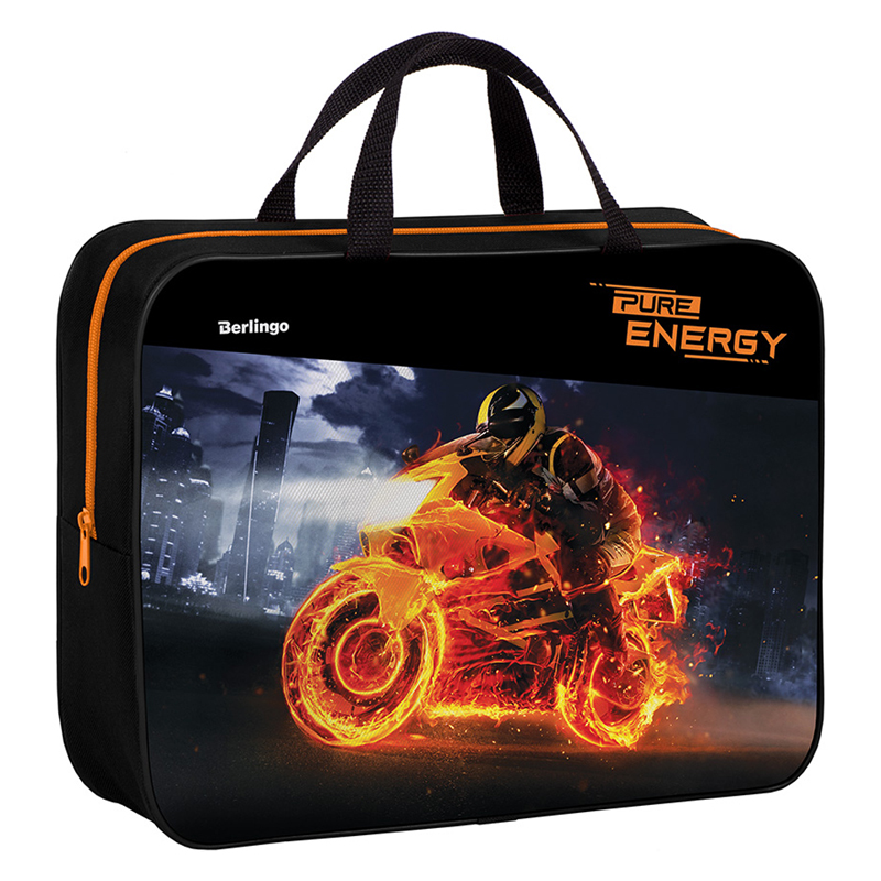 Папка-сумка с ручками 350*265*80 Berlingo "Energy", А4, 1 отделение, текстиль, на молнии