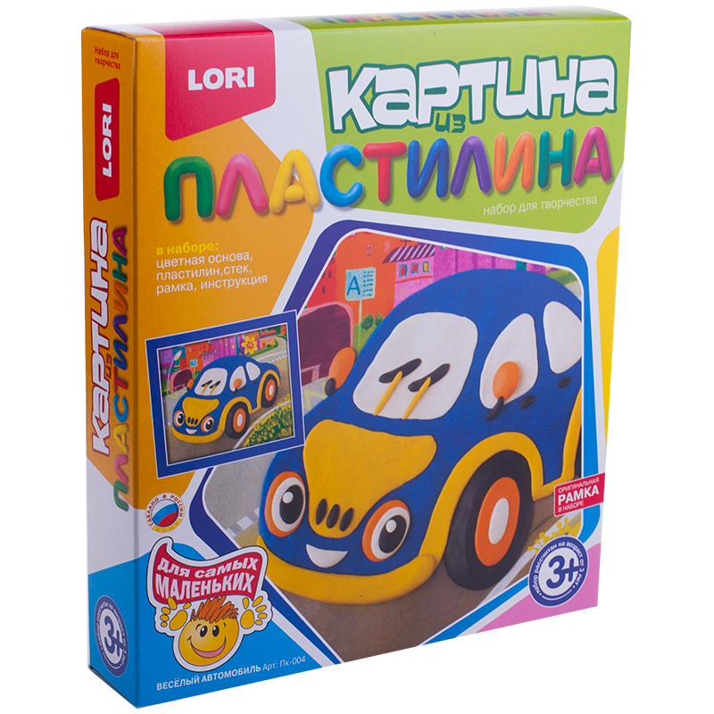 Набор для рисования пластилином Lori "Веселый автомобиль", от 3-х лет, картонная коробка