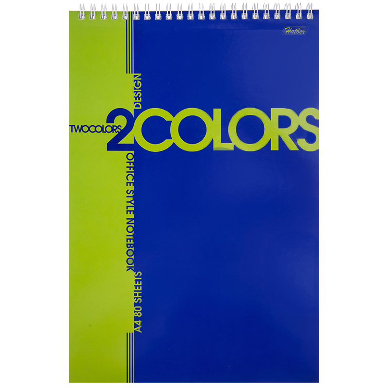 Блокнот А4 80л. на гребне Hatber "2COLORS", твердая подложка