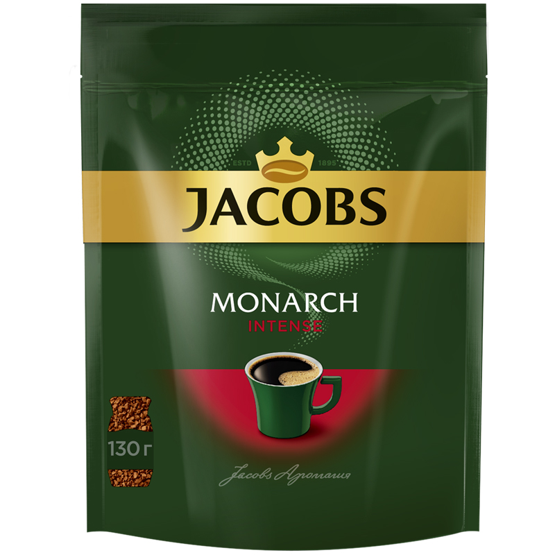Кофе растворимый Jacobs "Monarch" Intense, сублимированный, мягкая упаковка, 130г