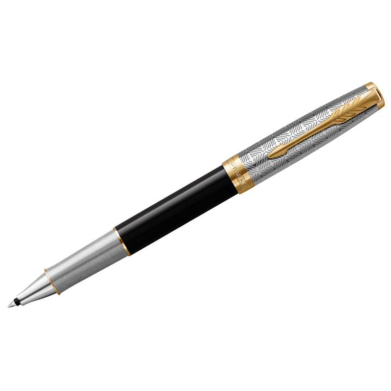 Ручка-роллер Parker "Sonnet Premium Metal & Black GT" черная, 0,8мм, подарочная упаковка
