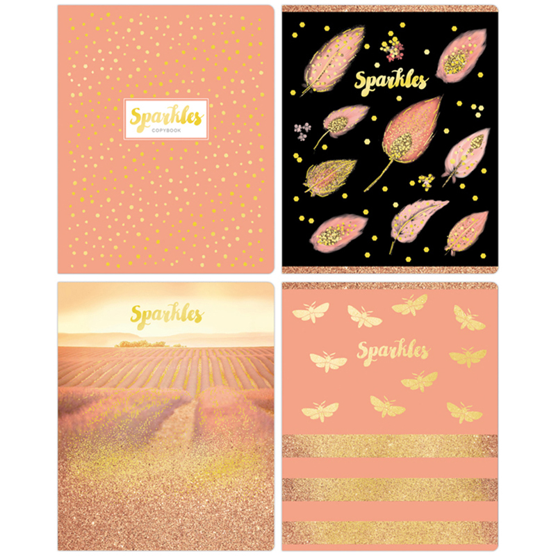 Тетрадь 48л., А5, клетка BG "Sparkles", тиснение голографической фольгой, форзац с дизайном