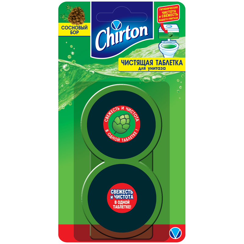 Чистящие таблетки для унитаза Chirton "Сосновый бор", 2*50г, европодвес