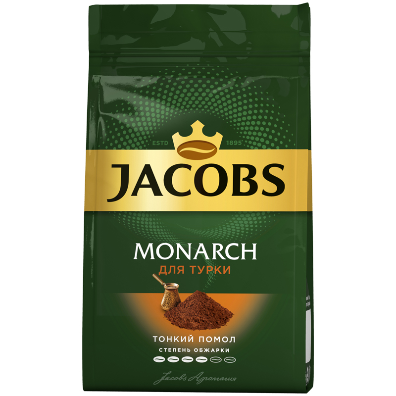 Кофе молотый Jacobs "Monarch", вакуумный пакет, для турки, 150г