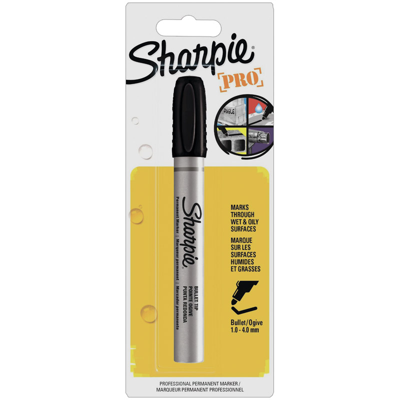 Маркер перманентный Sharpie "Pro" черный, пулевидный, 2,5мм, металлический корпус, блистер