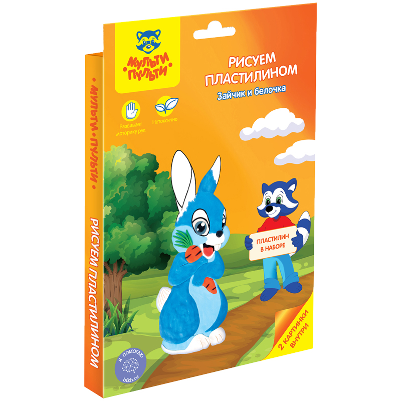 Набор для рисования пластилином Мульти-Пульти "Зайчик и белочка", картон, европодвес