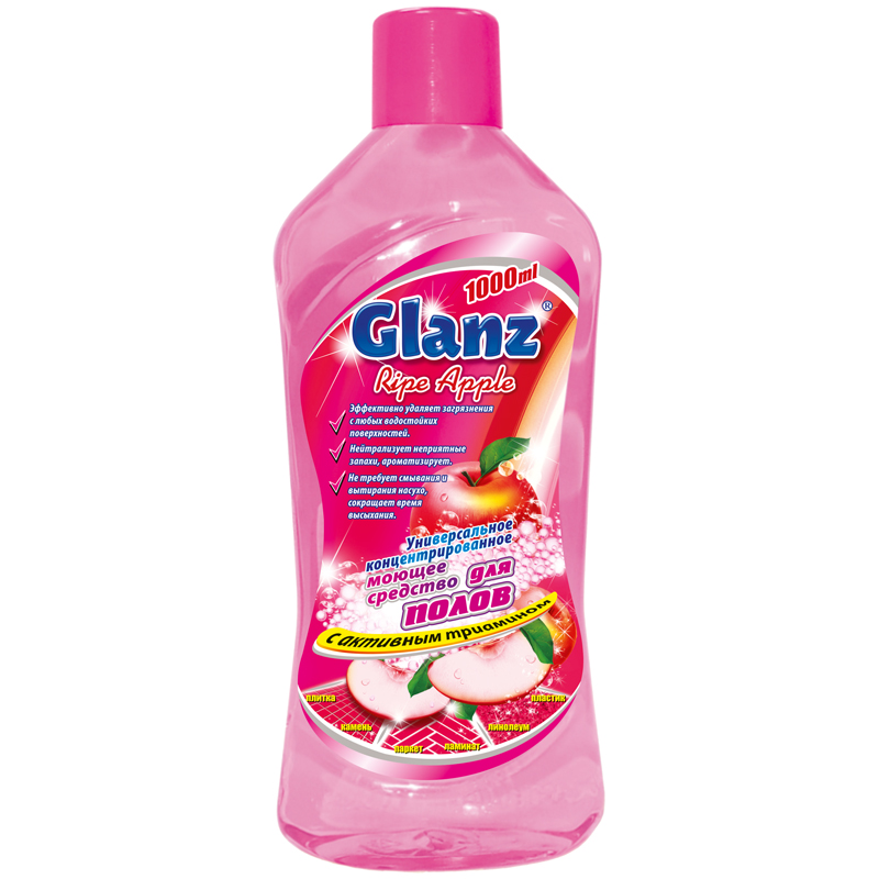Средство для мытья полов Glanz "Спелое яблоко", 1л