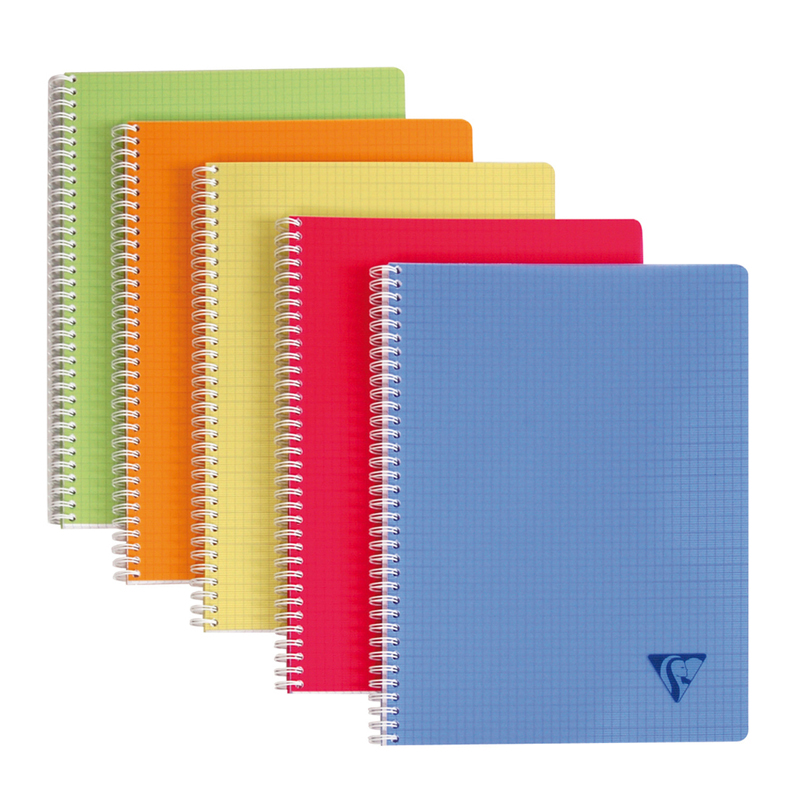 Тетрадь 90л., А4, клетка на гребне Clairefontaine "Linicolor", пластиковая обложка, ассорти,  90г/м2