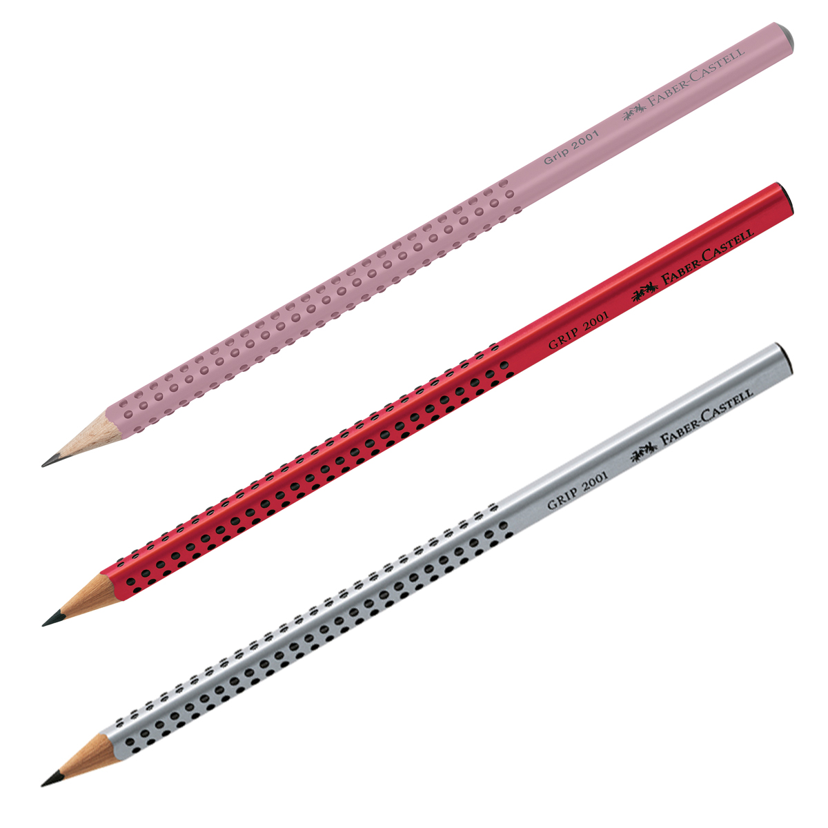 Карандаш ч/г Faber-Castell "Grip 2001" B, трехгранный, заточен., корп. Ассорти. Набор 3 шт., европодвес