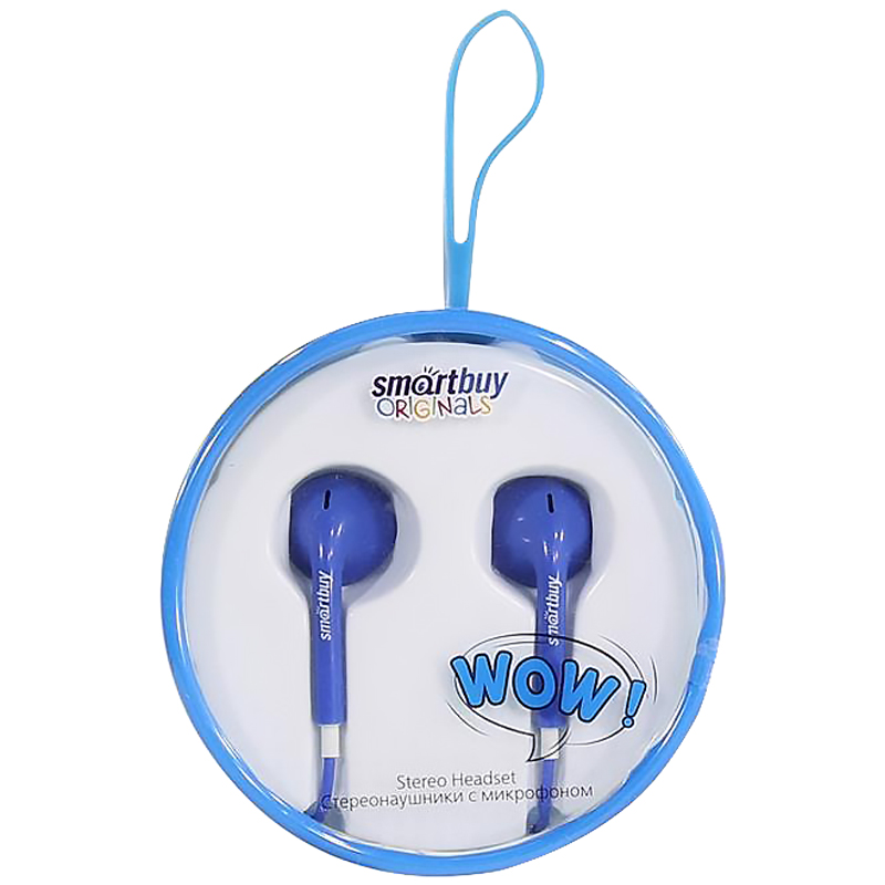 Наушники-вкладыши с микрофоном SmartBuy "WOW", 1,2м, синий