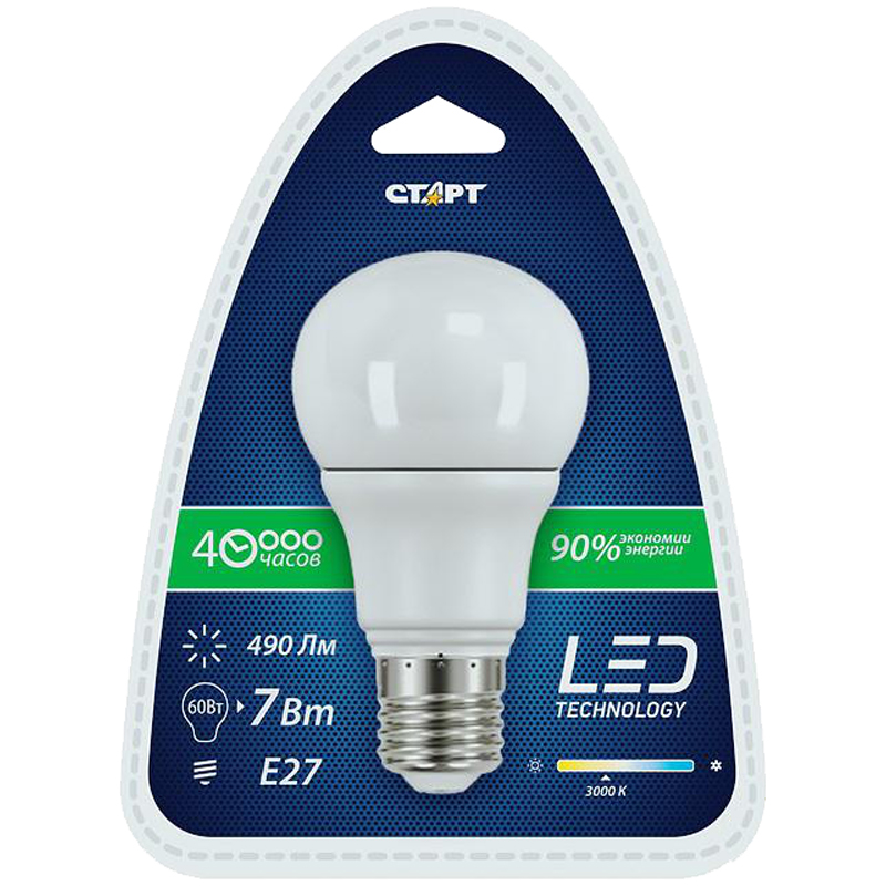 Лампа светодиодная СТАРТ LED GLS E27 7W30