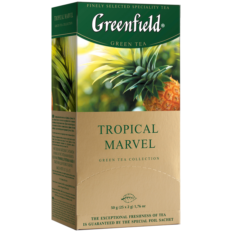 Чай Greenfield "Tropical Marvel", зеленый, ананас, имбирь, 25 фольг. пакетиков по 2г