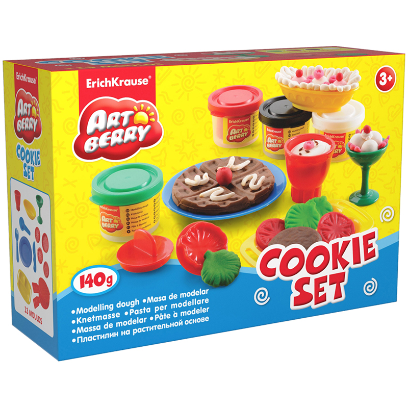 Набор для лепки ArtBerry "Cookie Set", 04 цвета*35г, аксессуары, картон