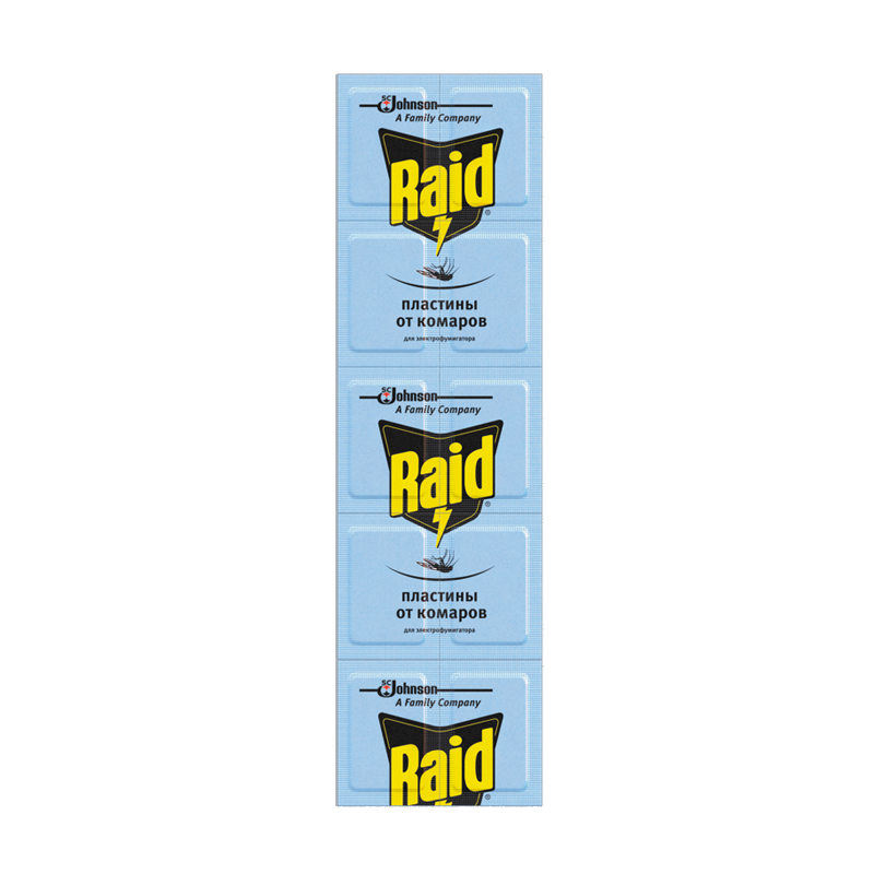 Пластины от комаров для фумигатора Raid, 10шт.