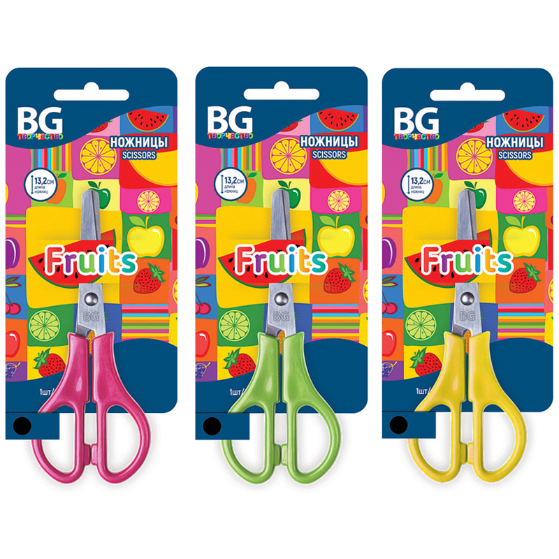 Ножницы детские BG "Fruits", 13,2см, ассорти, европодвес
