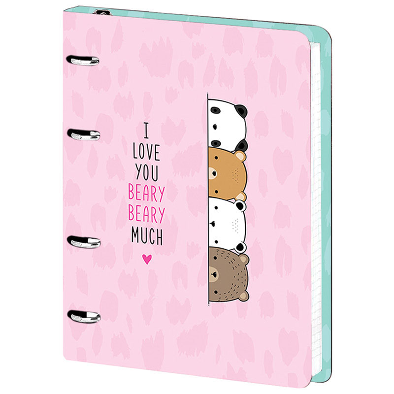 Тетрадь на кольцах А5, 120л., MESHU "Beary Beary", картон, матовая ламинация, выборочный УФ-лак