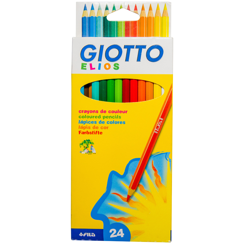 Карандаши "Giotto Elios Ast" 24цв., заточен., картон. уп., европодвес