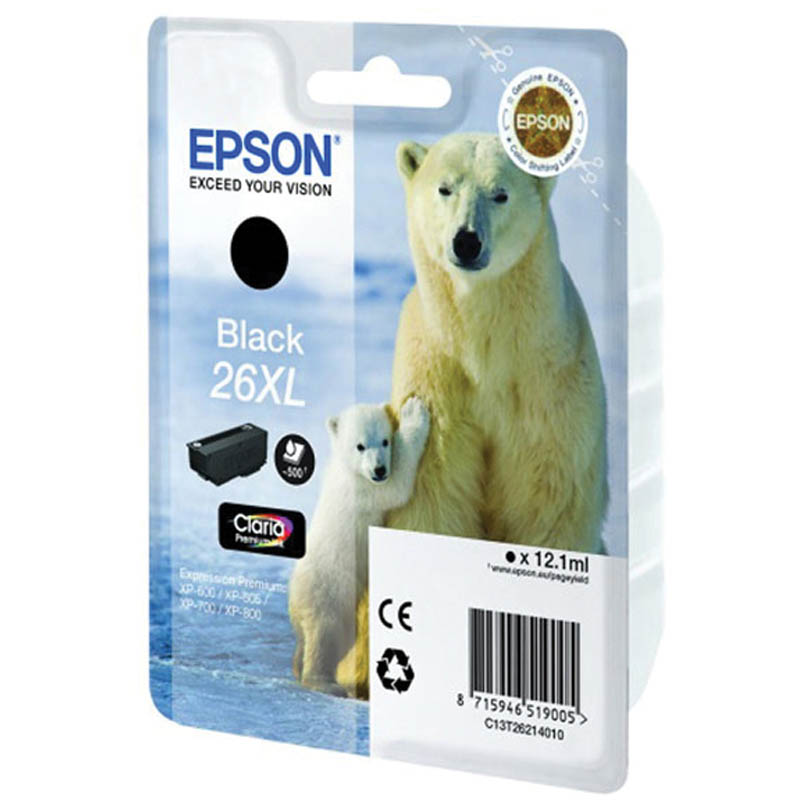 Картридж ориг. Epson 26XL пигментный черный для  XP-600/605/700/800 (12,1мл)