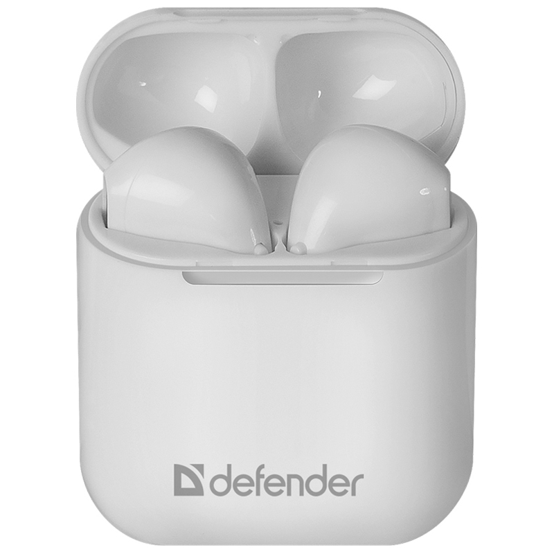 Наушники с микрофоном беспроводные Defender Twins 637, Bluetooth 5.0, TWS, разъем Micro-USB, белый